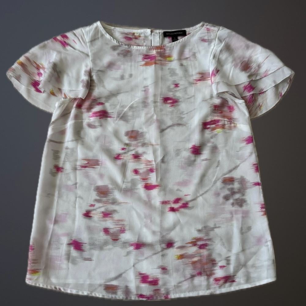 Banana Republic White and Pink Blouse